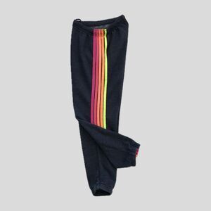Aviator Nation Navy Blue Neon Stripes Cotton Sweatpants Casual Pants Womens XS